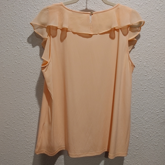 Calvin Klein flutter sleeve top, peach, L - Picture 2 of 6